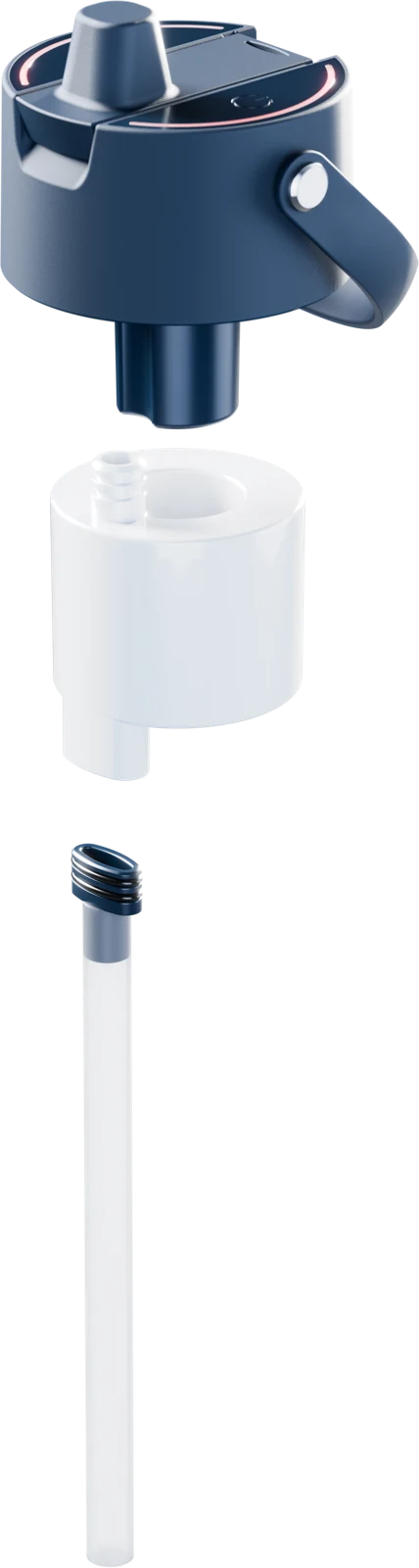 Beam+ exploded view: lid, DuoCore filter, UV-C cylinder, bottle